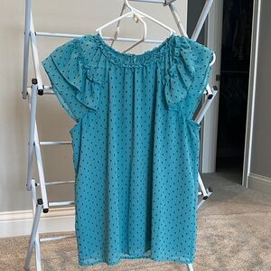 LOFT Teal Polka Dot Blouse